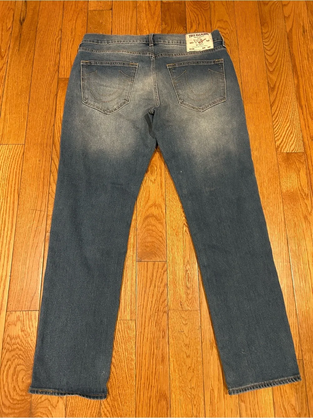 True Religion Geno Relaxed Slim Jeans Mens 33 Blue Denim Stretch Low Rise Y2K